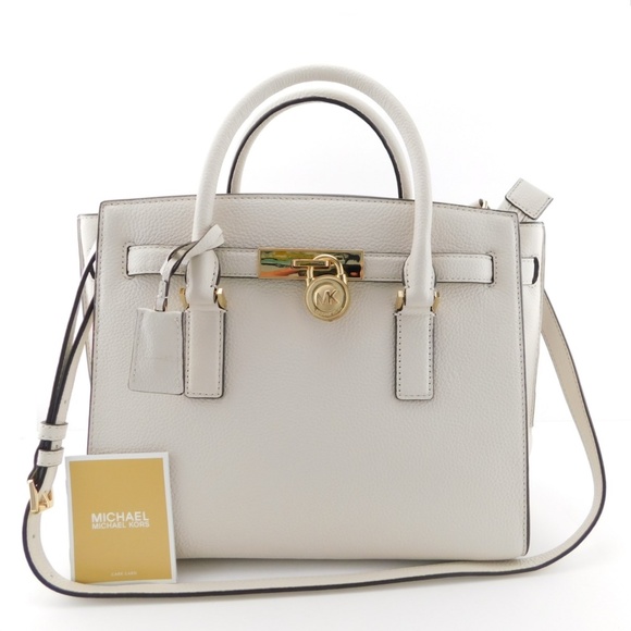 New MICHAEL KORS MK Logo Vanilla Satchel Tote Bag - Picture 1 of 8
